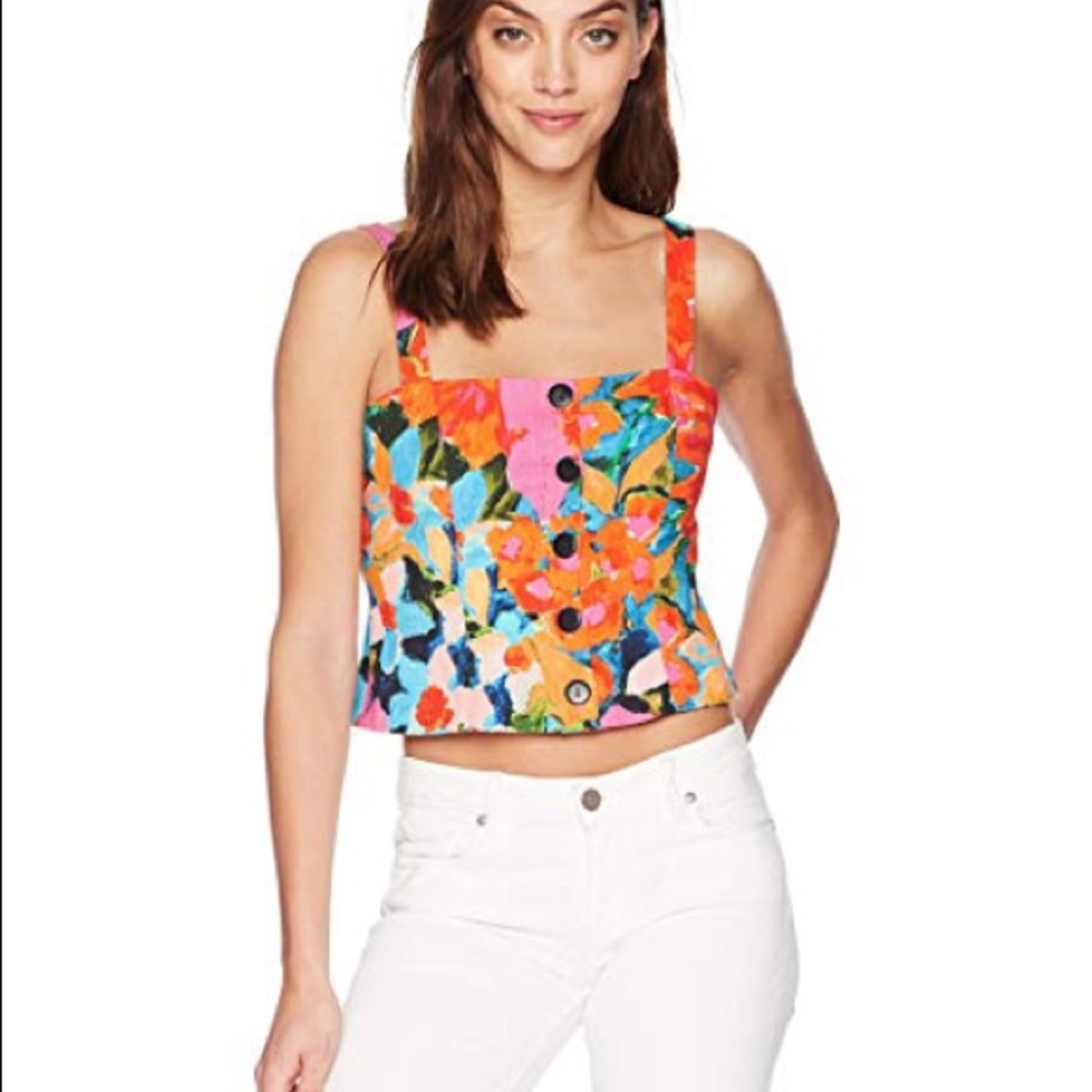 Mara Hoffman | “Malin” floral button up crop top